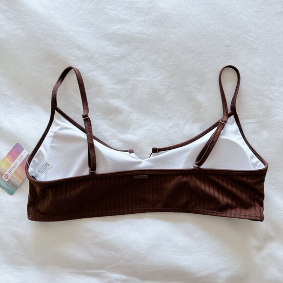 Skinny Dip Suntan Ribbed Bikini Set Large women’s NWT brown scoop bathing suit - Picture 8 of 16